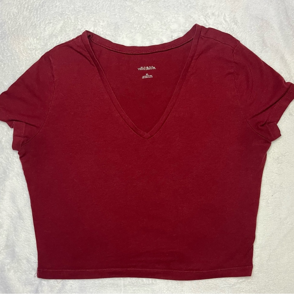 Wild Fable Deep Red V-Neck Crop Top